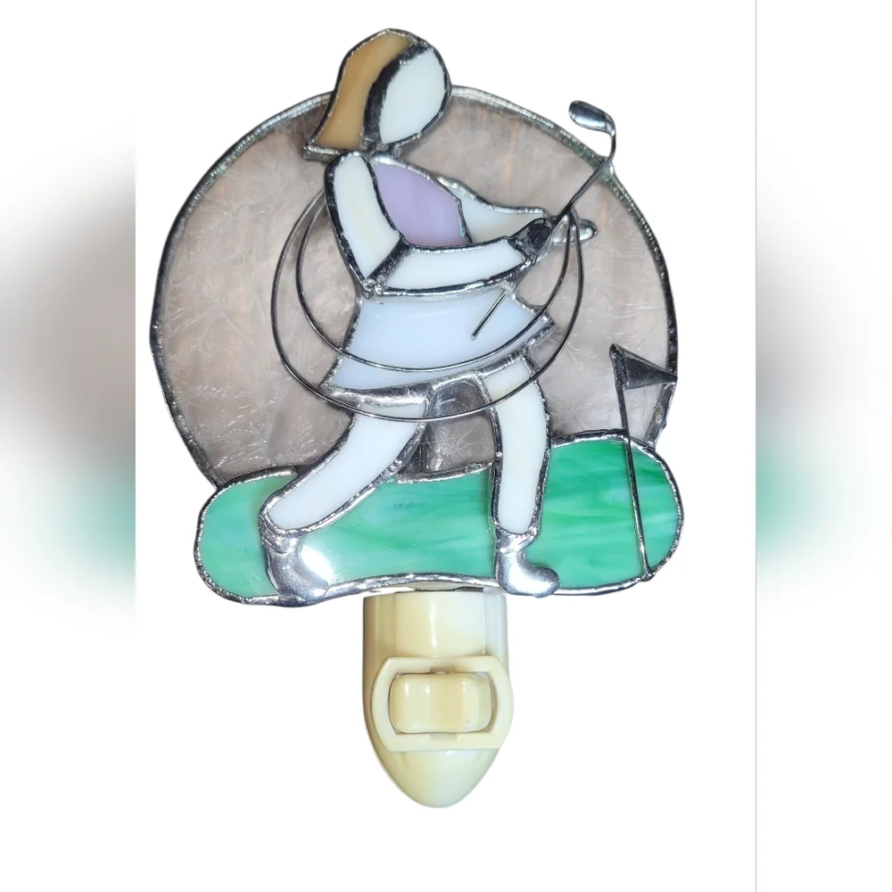 Stained Glass Golfer Night Light